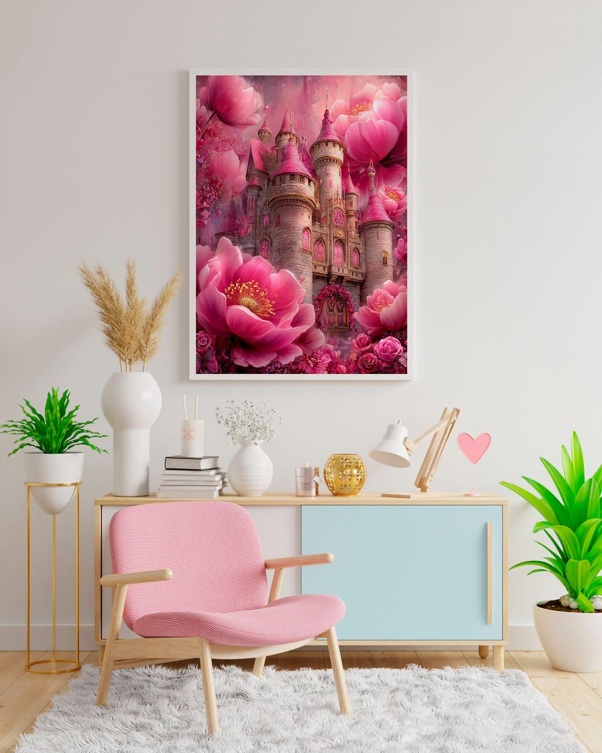Diamond Painting XL Bild "Rosarotes Märchenschloss" von AI-Artist Elly_a.i (Sondersteine Special) 60x80cm TSS-903