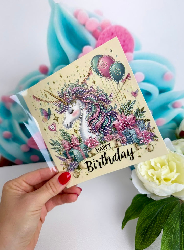 Diamond Painting "Happy Birthday" Grußkarten 8er Set K044