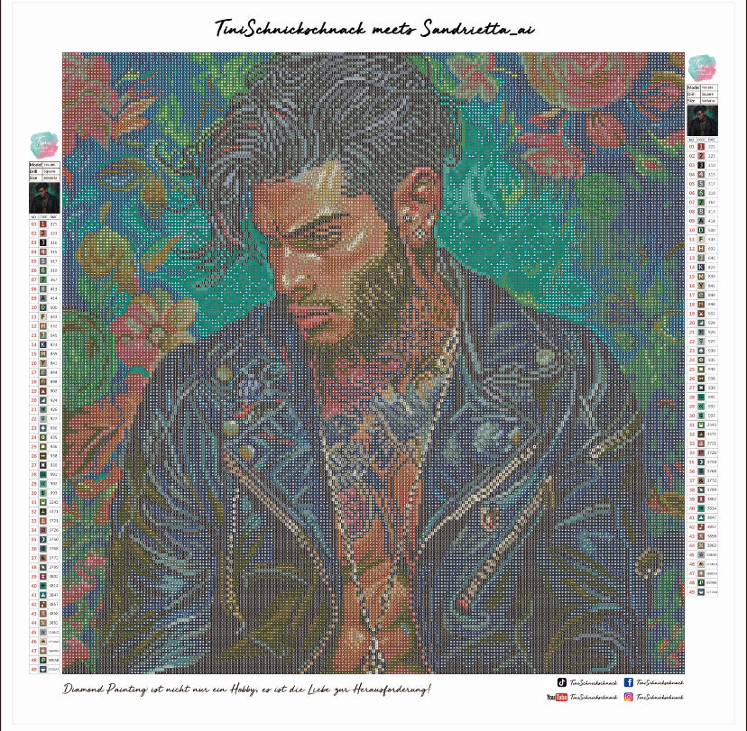 Diamond Painting Bild "Tattoo Man" von AI-Artist Sandrietta_ai 50x50cm TSS-285