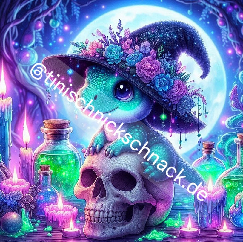 Diamond Painting Bild Halloween "Süße Gruselnacht" von AI-Artist Sandrietta_ai (inkl. Glow in the Dark Steine) 50x50cm TSS-579