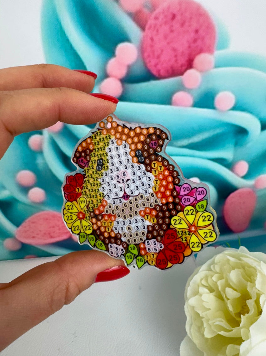 Diamond Painting Schlüsselanhänger "Meerschweinchen" 8 Stück Anhänger (AH006)