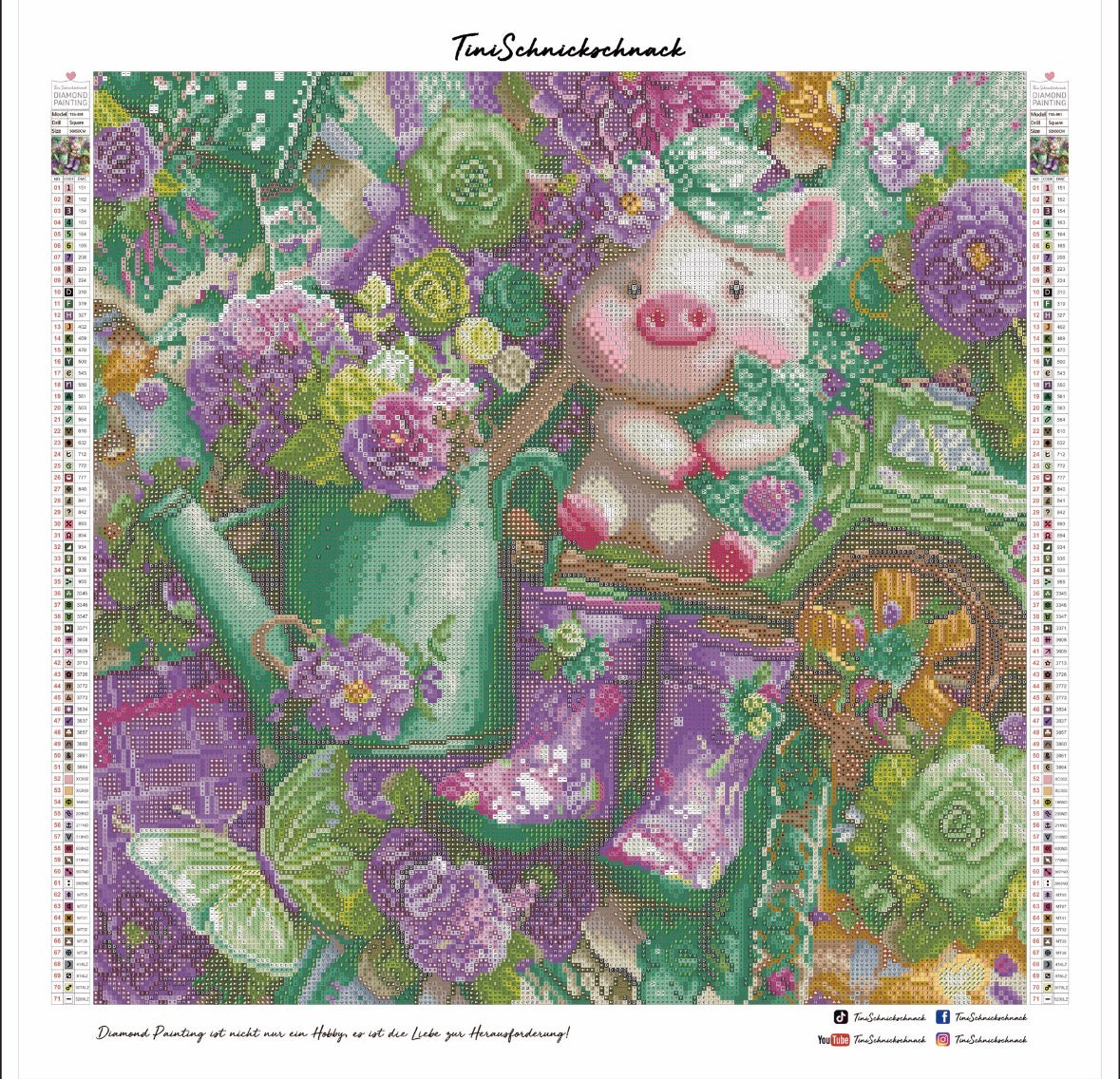 Diamond Painting Bild "Schweinchen Piet" von Lisa Morgan 50x50cm (Sondersteine-Special) TSS-891