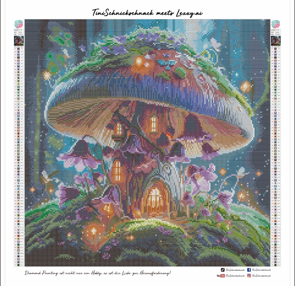 VORVERKAUF! Diamond Painting Bild "Pilzhaus im Nachtschimmer" von AI-Artist Lexxy.ai 50x50cm (Sondersteine-Special) TSS-796 (VVK Mai)