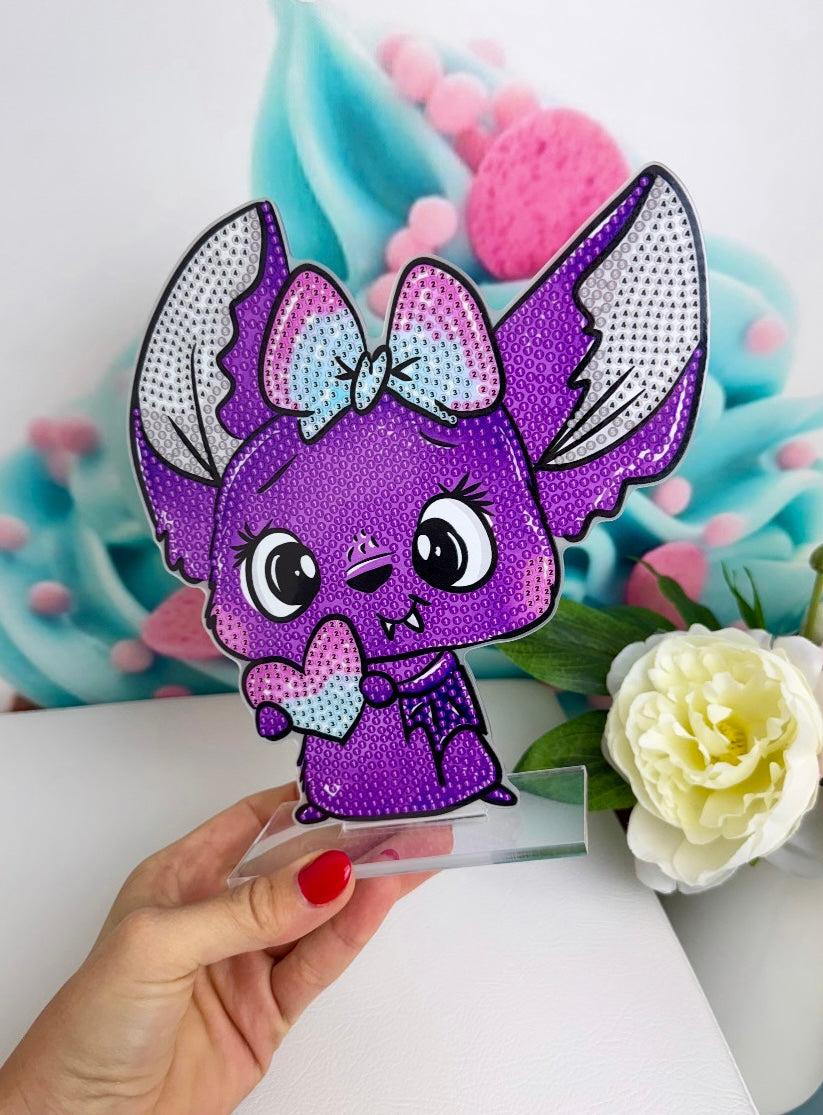 Diamond Painting Aufsteller Schnubbi Fledermaus "Herzchen" 20x20cm