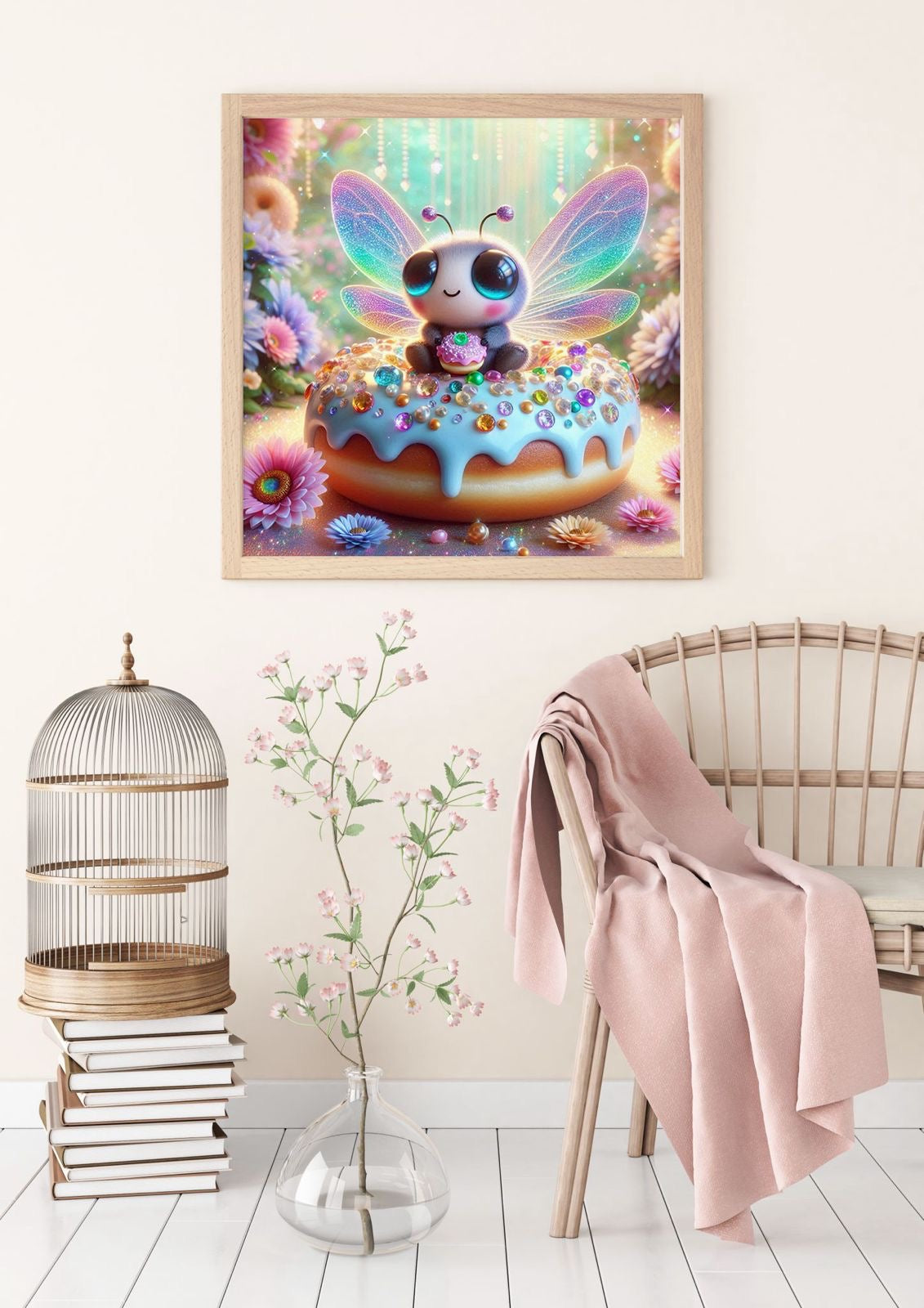 Diamond Painting Bild Fliege "Pucki" von AI-Artist Lexxy.ai 50x50cm (inkl. Metallic) TSS-519