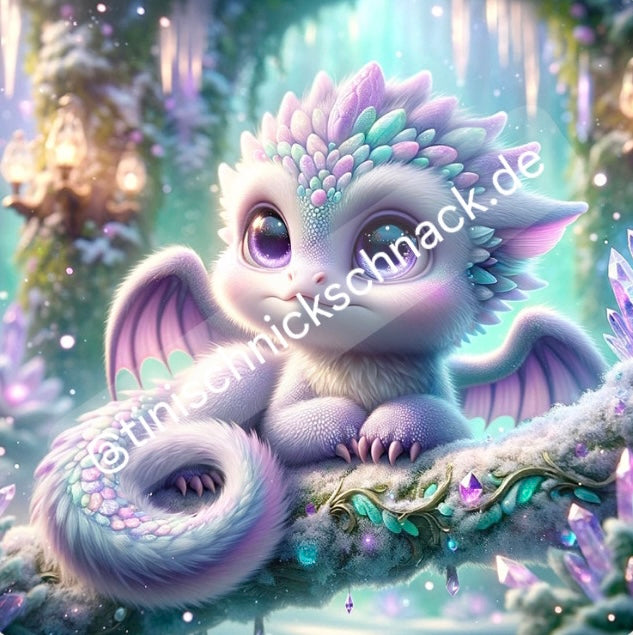Diamond Painting Bild "Eisdrache" von AI-Artist Sandrietta_ai 50x50cm (inkl. Fairy Dust)