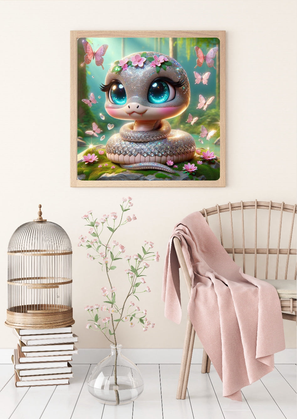 Diamond Painting Bild Schlange "Silly" von AI-Artist Lexxy.ai 50x50cm (inkl. Metallic) TSS-451