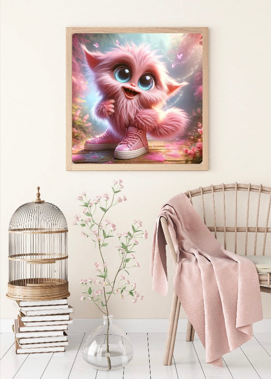 Diamond Painting Bild Monster "Pinky" von AI-Artist Sandrietta_ai 50x50cm (inkl. Fairy Dust)