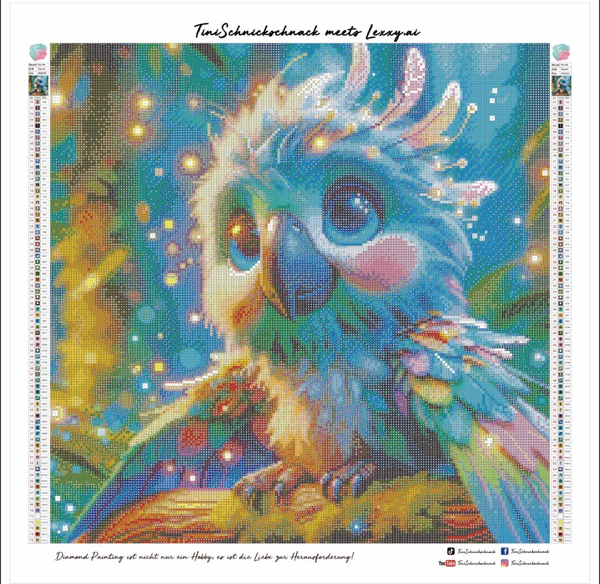 Diamond Painting Bild Papagei "Rico" von AI-Artist Lexxy.ai (inkl. Feenstaub) 50x50cm TSS-704