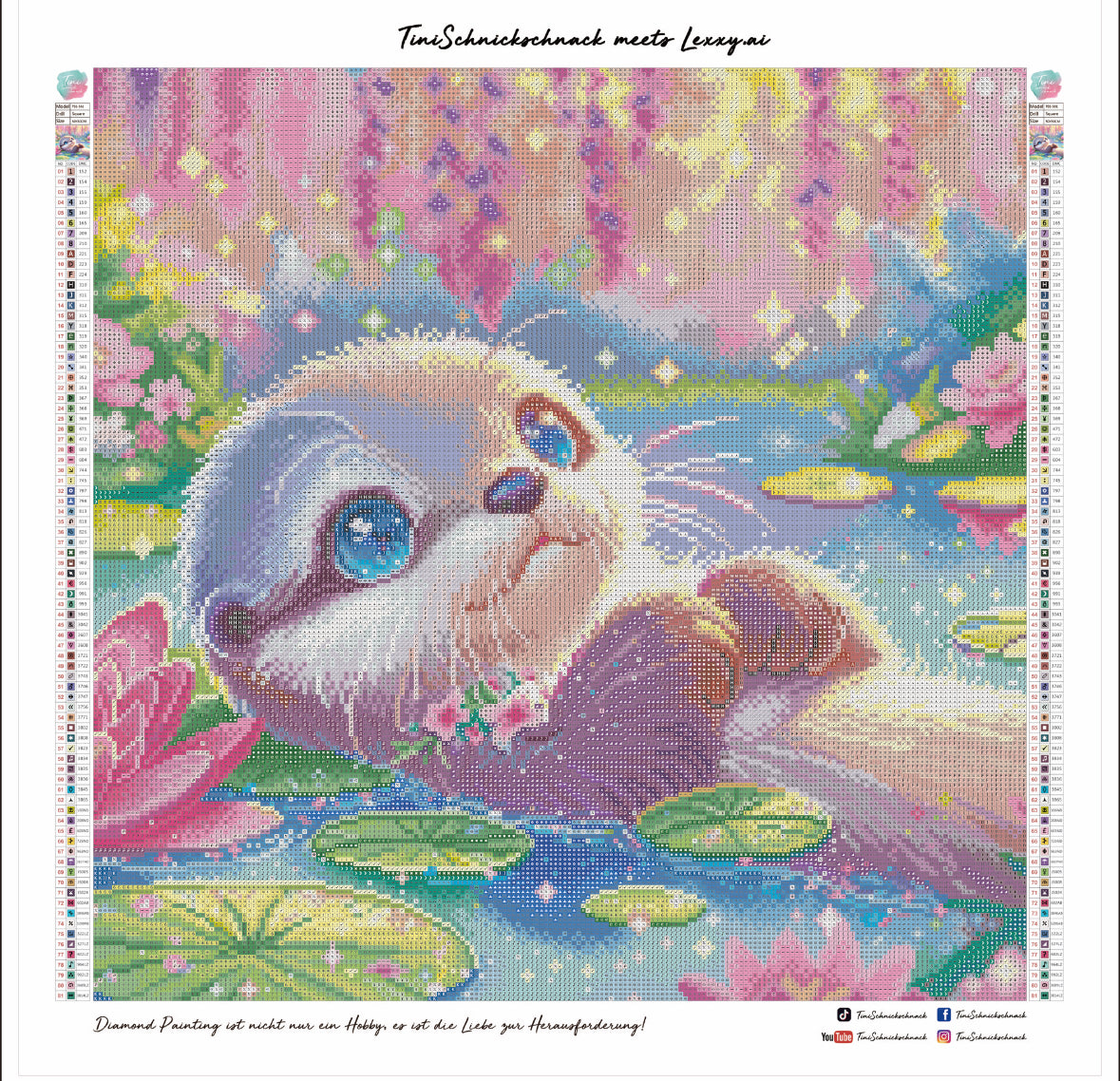 Diamond Painting Bild Otter „Matti" von AI-Artist Lexxy.ai 50x50cm (inkl. Metallic) TSS-561