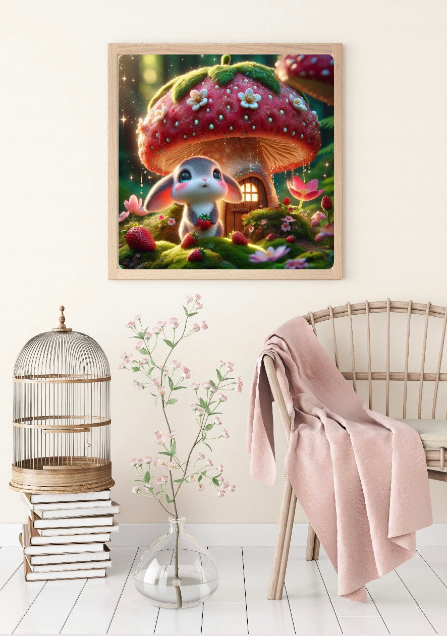 Diamond Painting Bild "Hasenhäuschen" von AI-Artist Lexxy.ai 50x50cm (Sondersteine Special) TSS-793