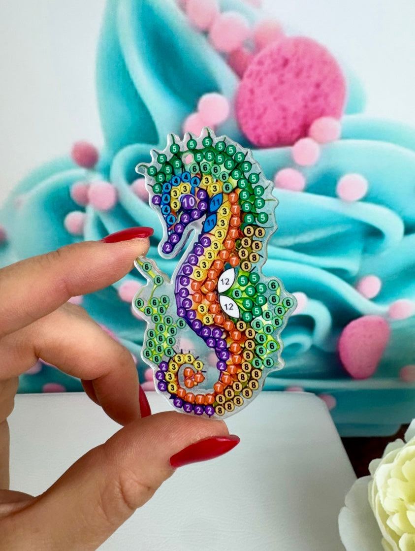 Diamond Painting Schlüsselanhänger "Seepferdchen" 8 Stück Anhänger