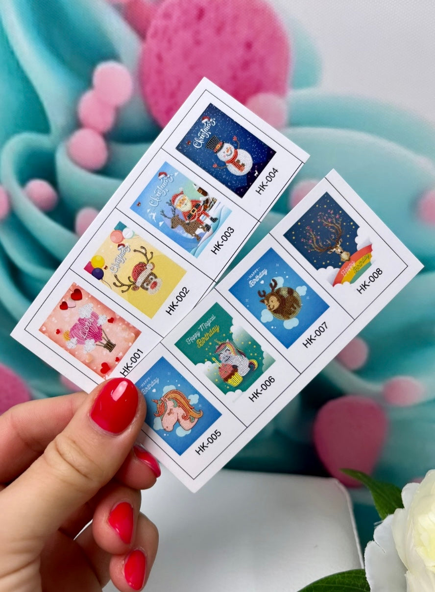 Diamond Painting Grußkarten "XMAS-Birthday" Mix 8er Set (K27)