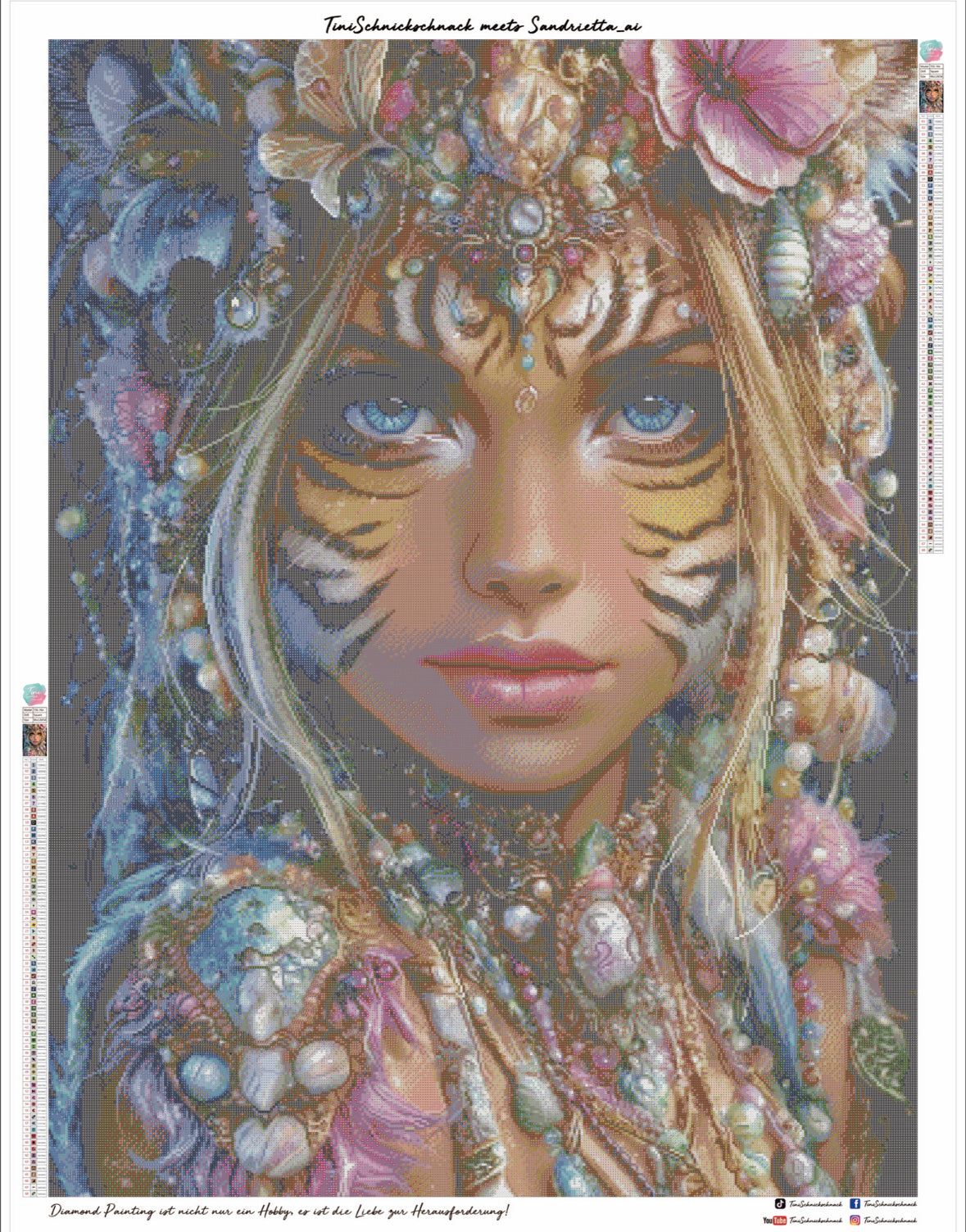 Diamond Painting Bild "Catalea - die Dschungelwächterin" von AI-Artist Sandrietta_ai (Full Feenstaub) 120x90cm TSS-764