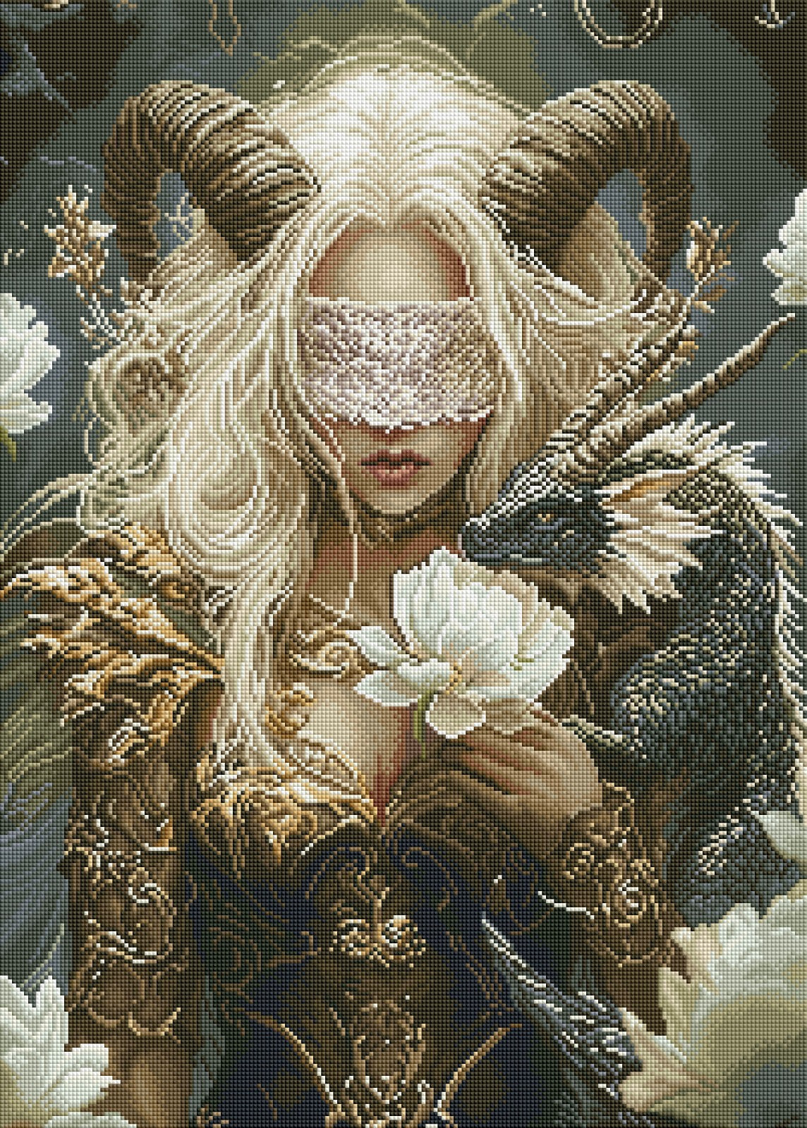 Diamond Painting Bild "Lady Darkness" von AI-Artist Sandrietta_ai (inkl. Feenstaub) 50x70cm TSS-664