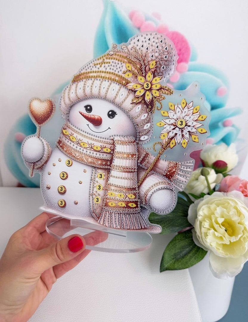 Diamond Painting XMAS Aufsteller "Dream Snowman" (beige) 23x24cm (AH916)