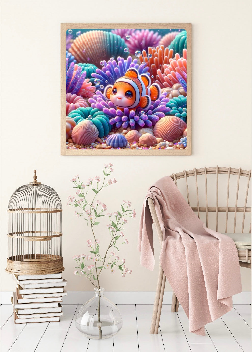 Diamond Painting Bild Clownfisch "Cody" von AI-Artist Sandrietta.ai 50x50cm (inkl. Feenstaub) TSS-509 VVK07