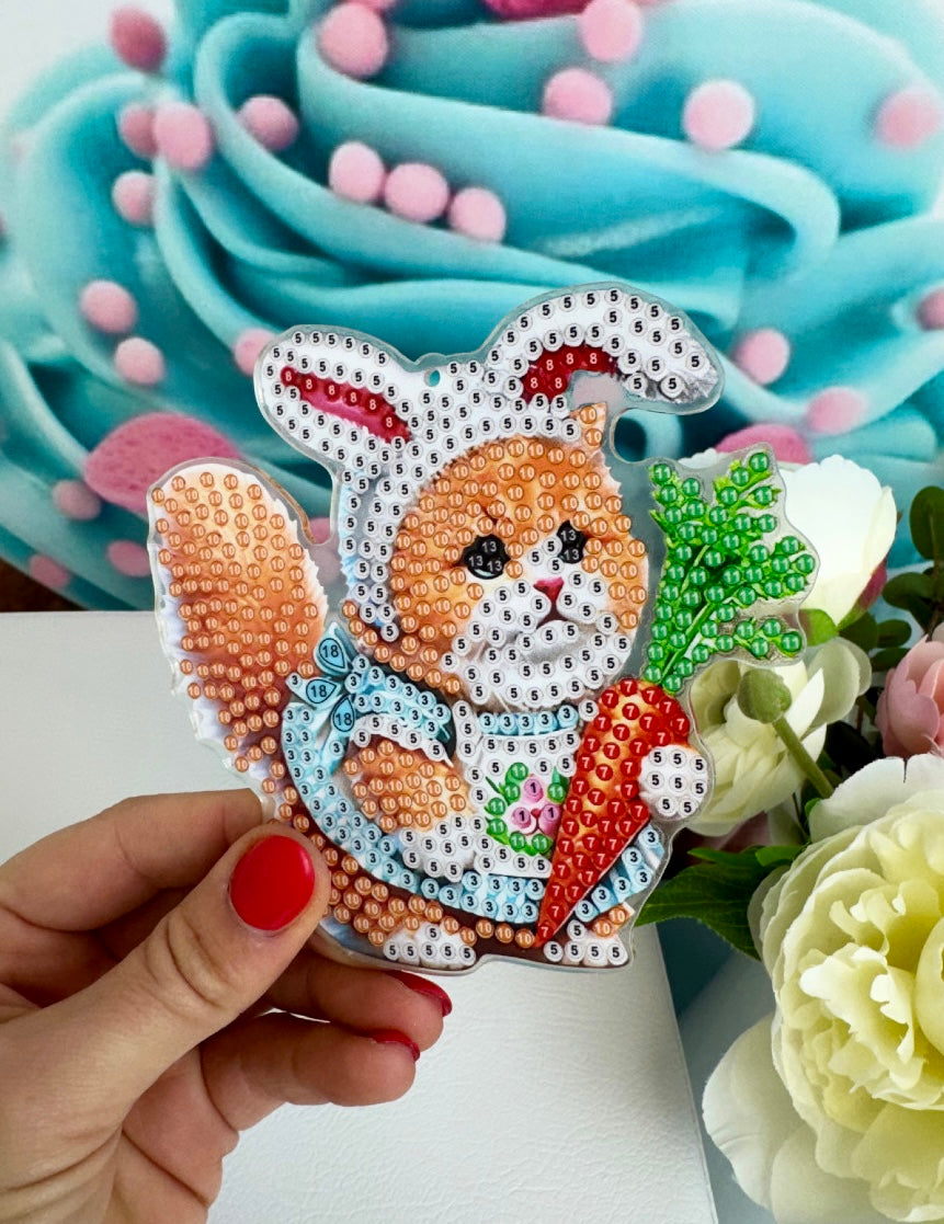 Diamond Painting XL Schlüsselanhänger "Oster-Tierkinder" 6 Stück Anhänger ca 12cm (Set) (AH507)