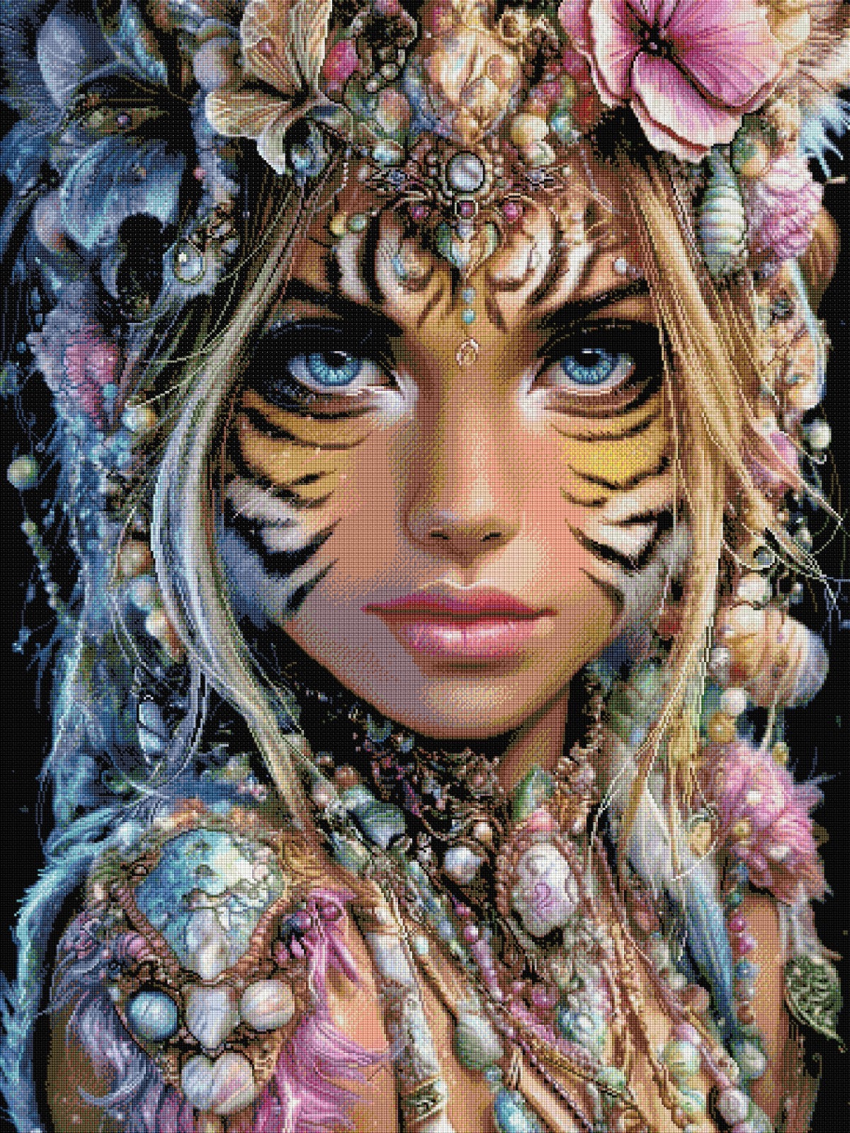 Diamond Painting Bild "Catalea - die Dschungelwächterin" von AI-Artist Sandrietta_ai (Full Feenstaub) 120x90cm TSS-764