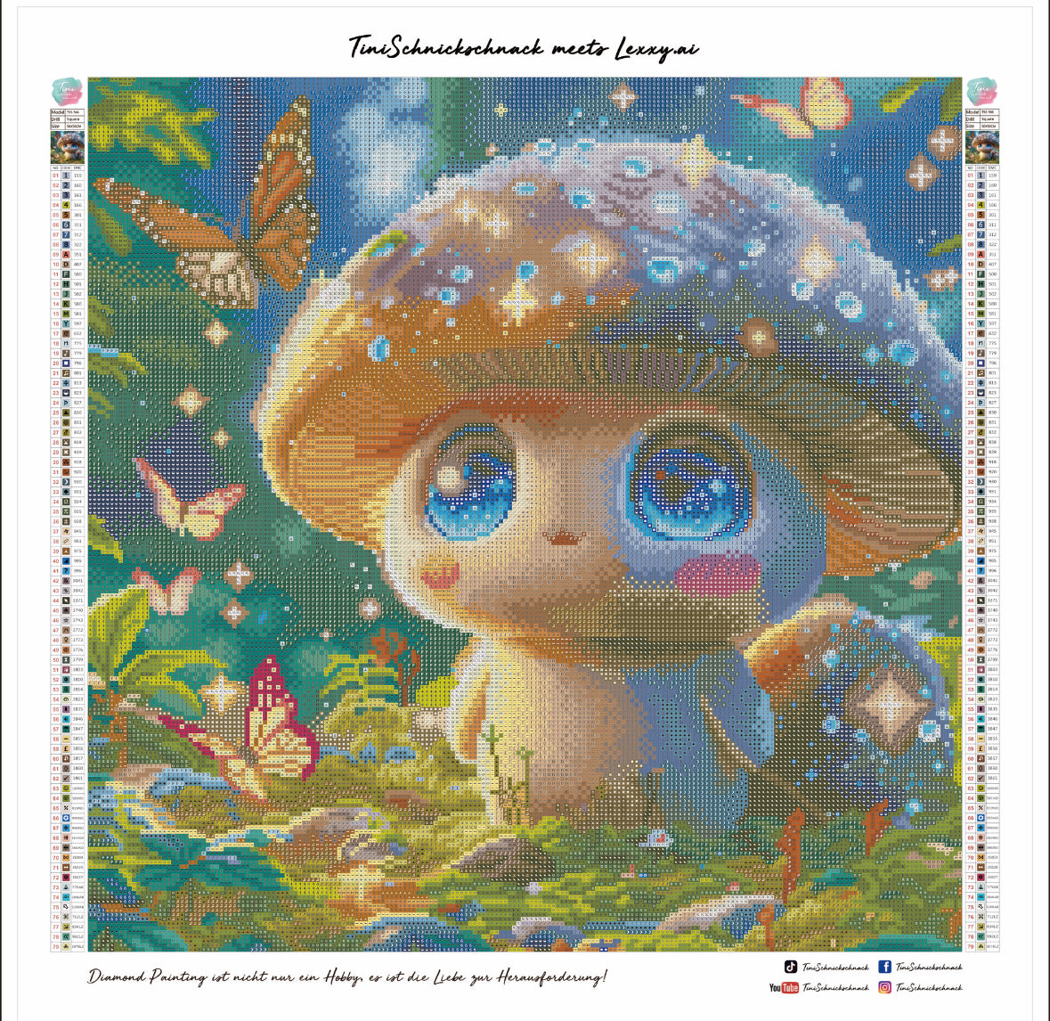 Diamond Painting Bild Pilz "Lenny" von AI-Artist Lexxy.ai 50x50cm (inkl. Feenstaub) TSS-566