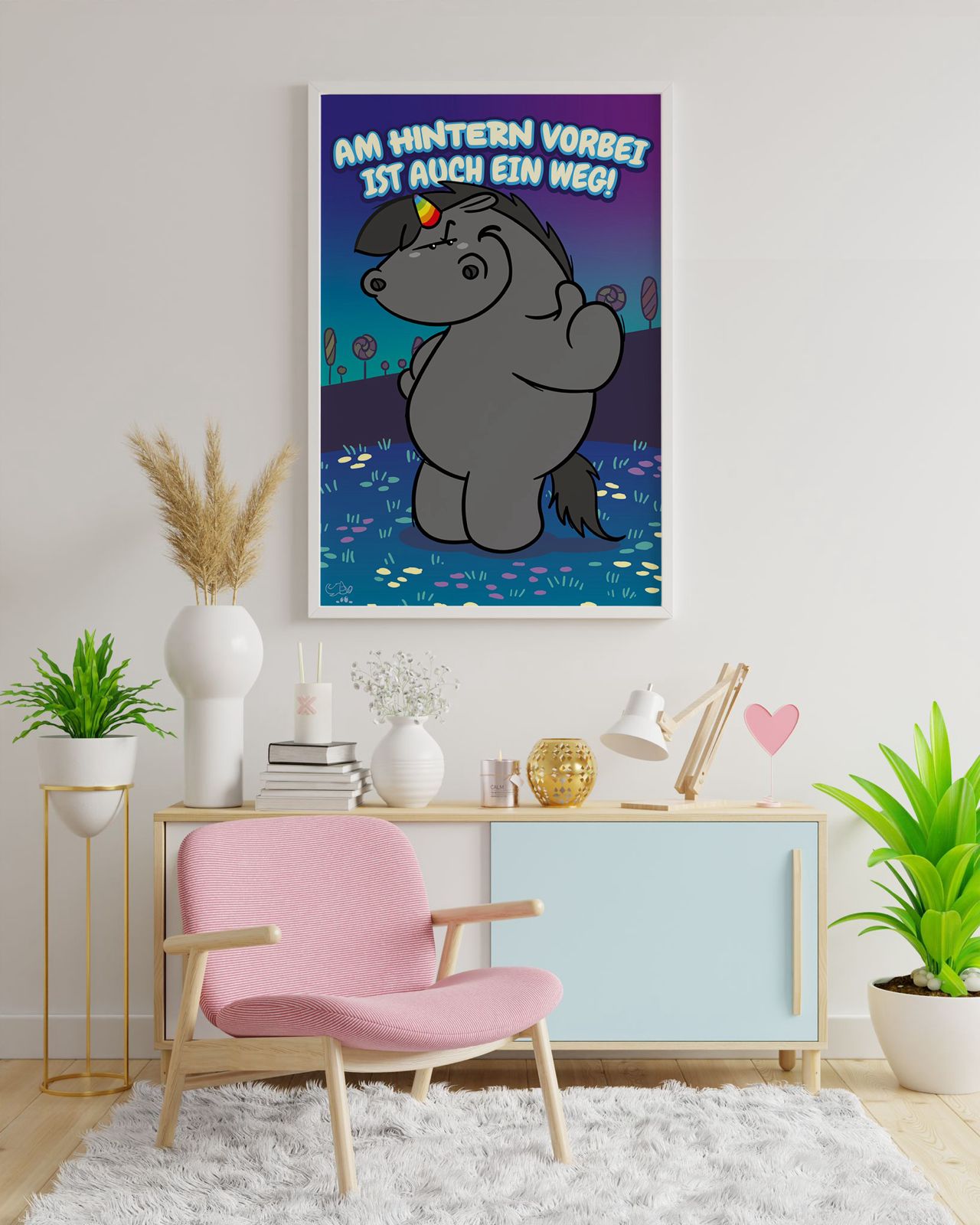 Diamond Painting Bild Grummeleinhorn "AM HINTERN VORBEI" von Pummeleinhorn 40x60cm (inkl. Fairy Dust)