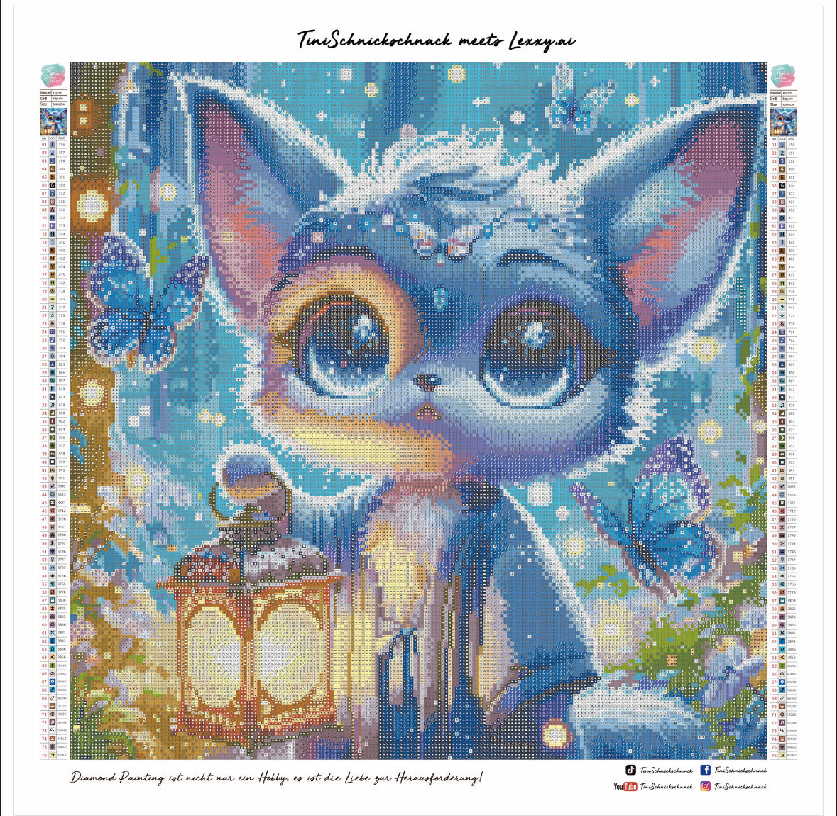 Diamond Painting Bild Wüstenfuchs „Fennek" von AI-Artist Lexxy.ai 50x50cm (inkl. Metallic) TSS-555