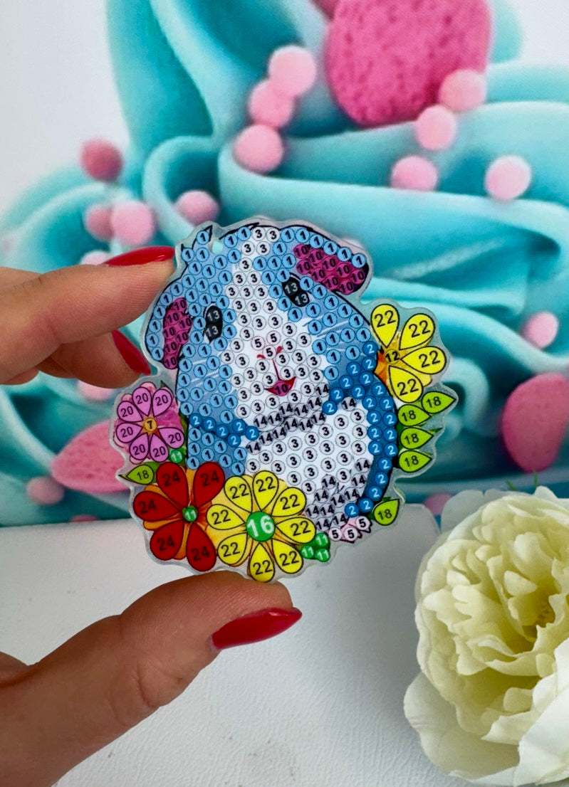 Diamond Painting Schlüsselanhänger "Meerschweinchen" 8 Stück Anhänger (AH006)