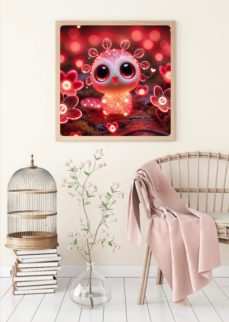 Diamond Painting Bild "Nuki - Wächter der Herzensblume" von AI-Artist Sandrietta_ai (inkl. Feenstaub) 40x40cm TSS-660