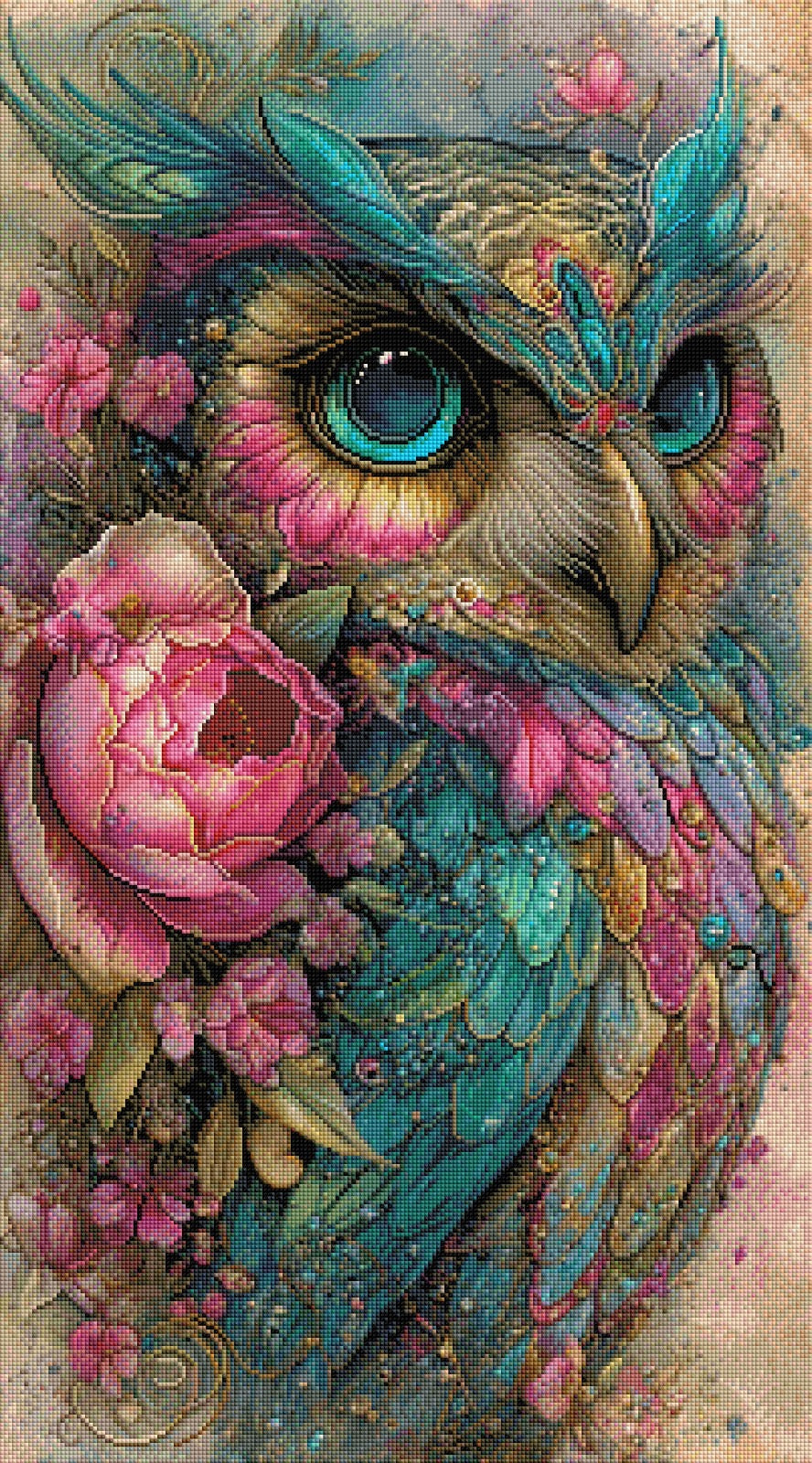 Diamond Painting Bild "Rainbow Owl" von AI-Artist Elly_a.i (Sondersteine Special) 50x90cm TSS-975
