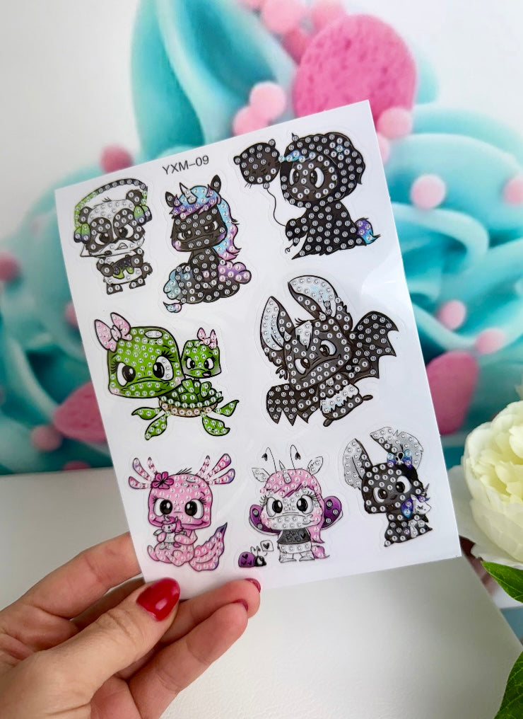 Diamond Painting Sticker Set "Schnubbi-Clique" 8 Stück (ST-09)