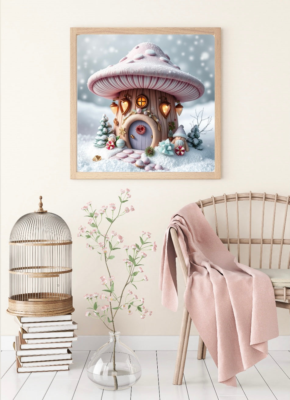 *VORVERKAUF! Diamond Painting TiniSchnickschnack Bild "Pilzhaus im Winter" 50x50cm