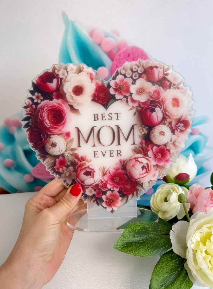 Diamond Painting Aufsteller Herz "BEST MOM" 24x22cm (AH509)