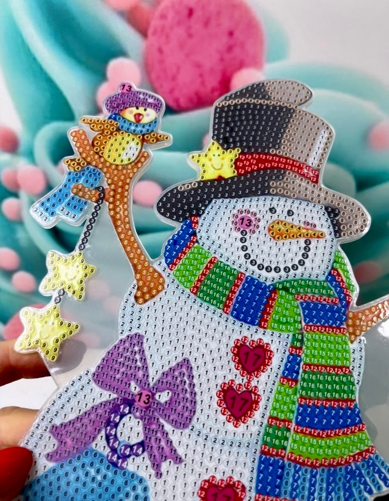 Diamond Painting XMAS Aufsteller "Schneemann mit Vögelchen" (A810)