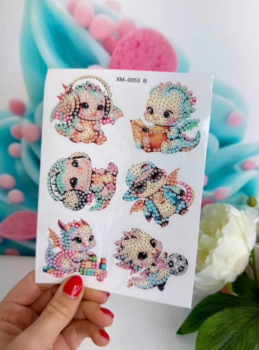 *VORVERKAUF! Diamond Painting Sticker Set "Drachen-Kids" 12 Stück (ST0053)