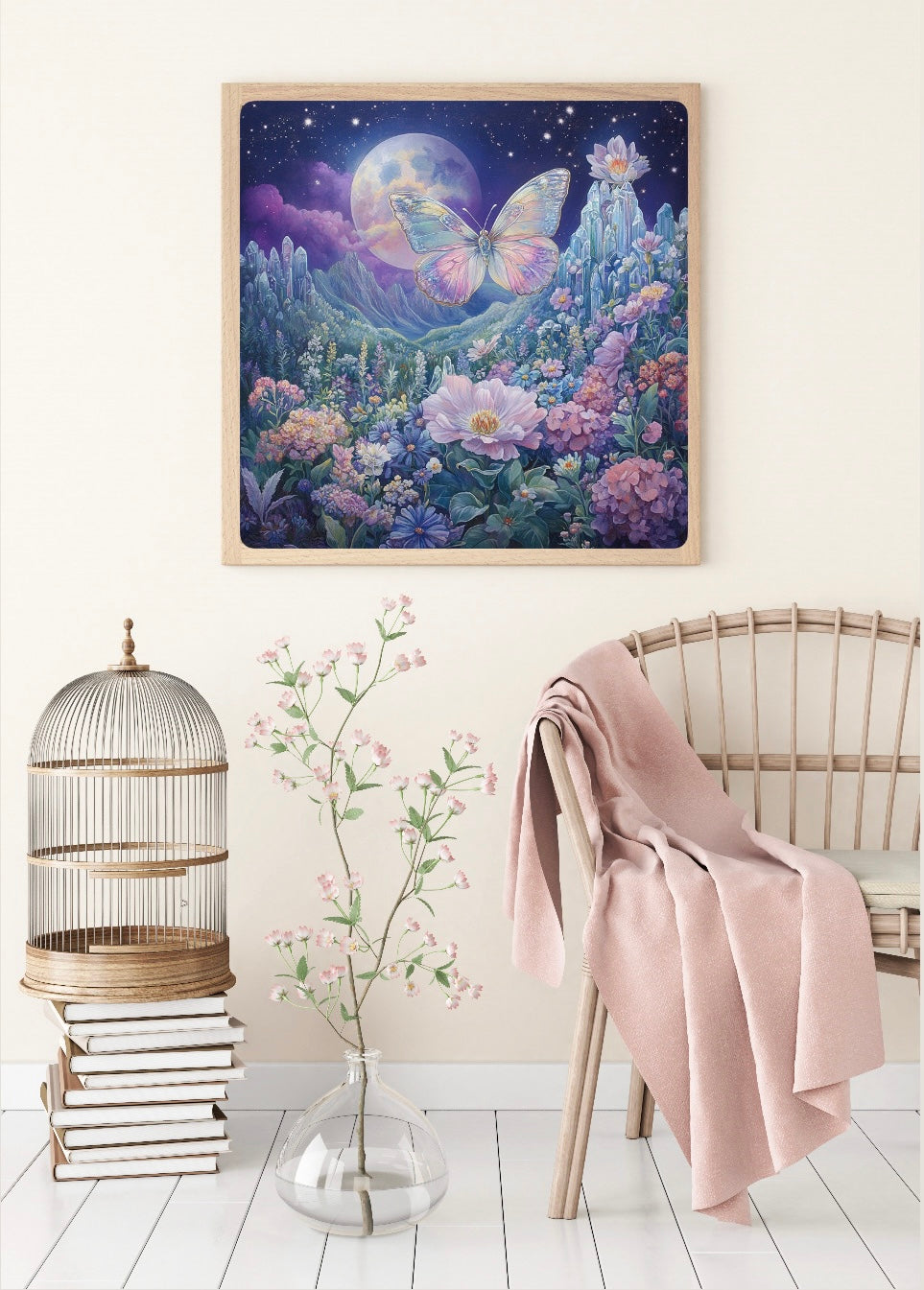 Diamond Painting Bild "Moonlight Garden" von AI-Artist Sandrietta_ai 60x60cm (inkl. Feenstaub) TSS-672