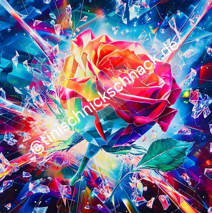 Diamond Painting Bild "Kristall-Rose" von AI-Artist Sandrietta_ai 50x50cm TSS-297