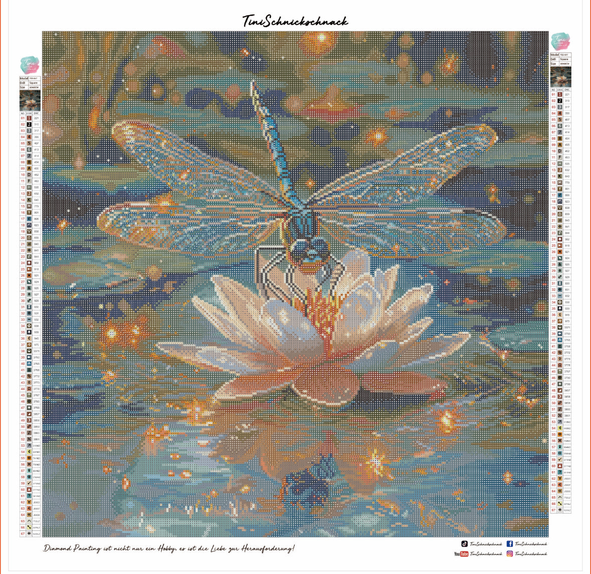Diamond Painting Bild „Stille im Seerosenteich“ von TiniSchnickschnack 60x60cm (inkl. Feenstaub) TSS-647