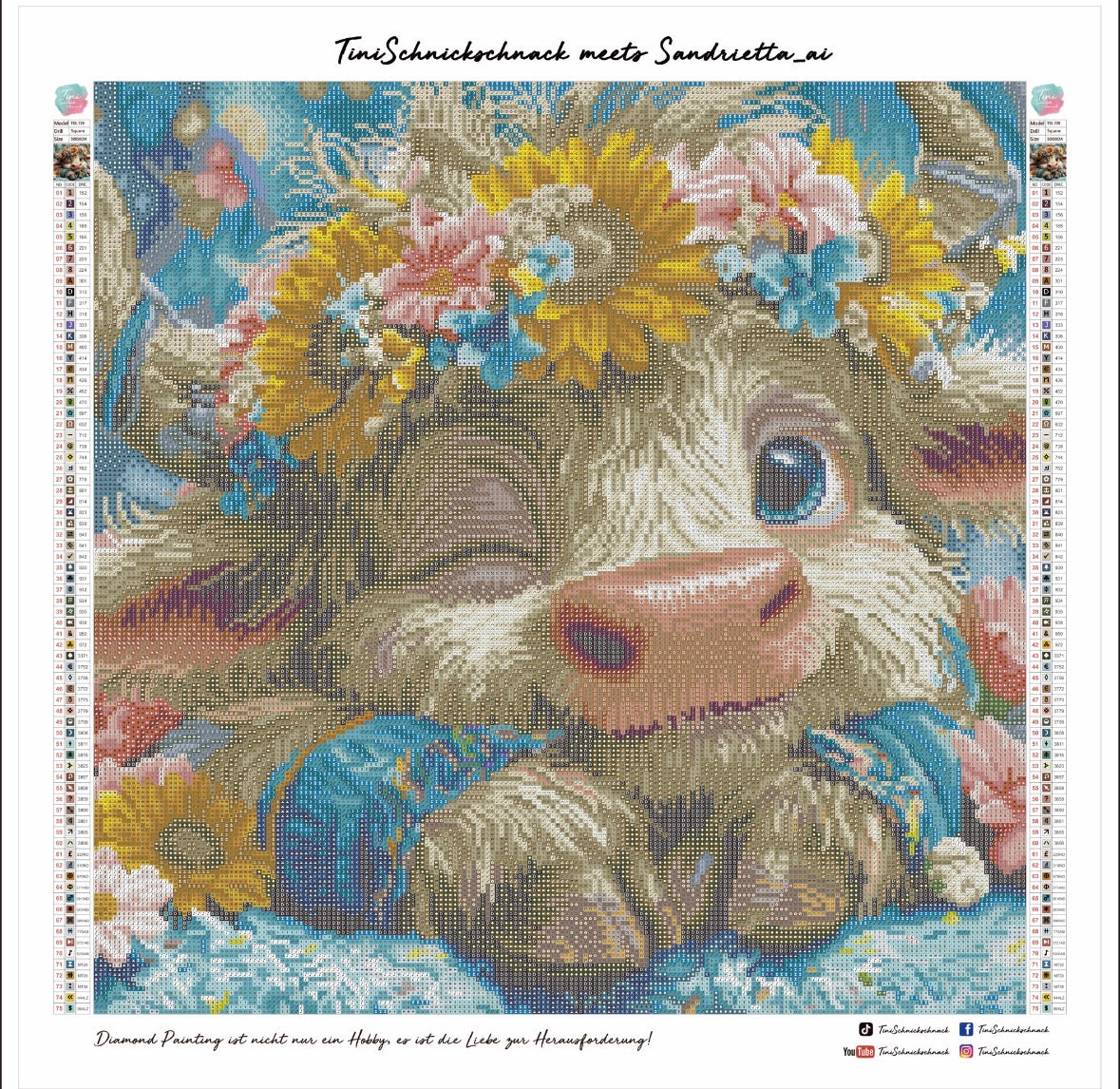 Diamond Painting Bild "Verspielte Liesel" von AI-Artist Sandrietta_ai (inkl. Feenstaub) 50x50cm TSS-739