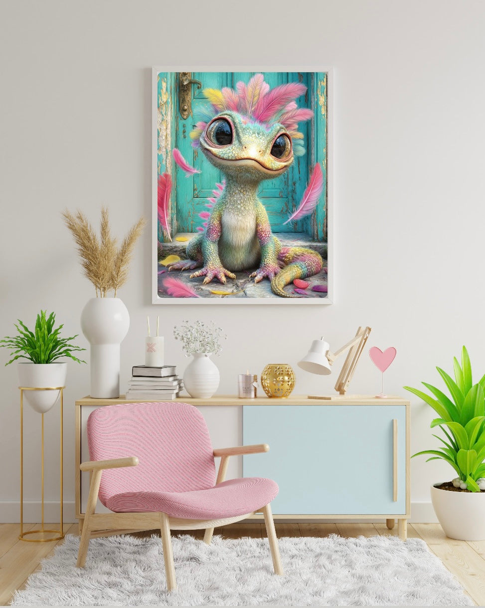 Diamond Painting Bild "Funky Gecko" von AI-Artist Sandrietta_ai (inkl. Metallic) 40x50cm TSS-895