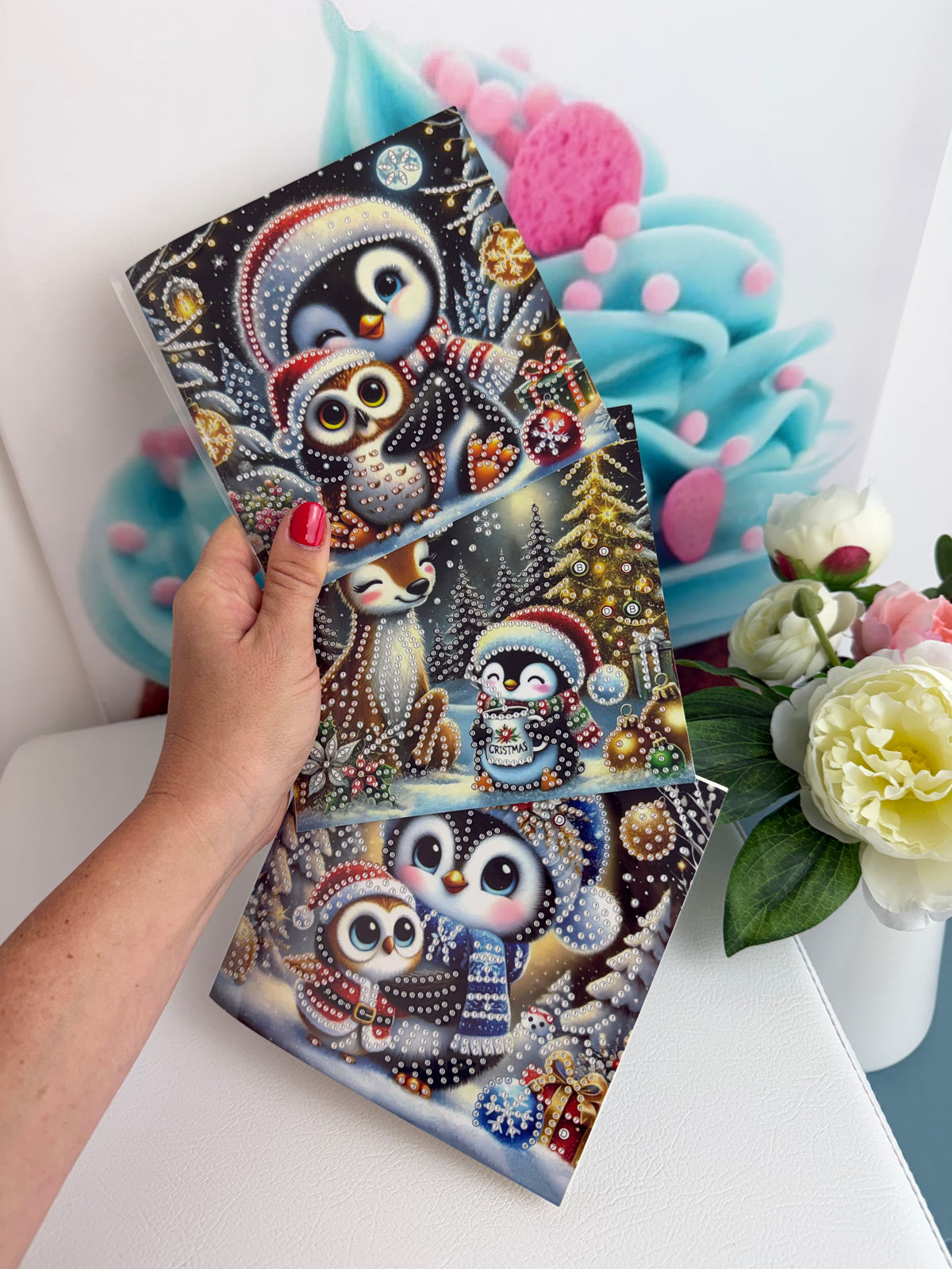 Diamond Painting XMAS Grußkarten "Pingu & Friends" (K071)