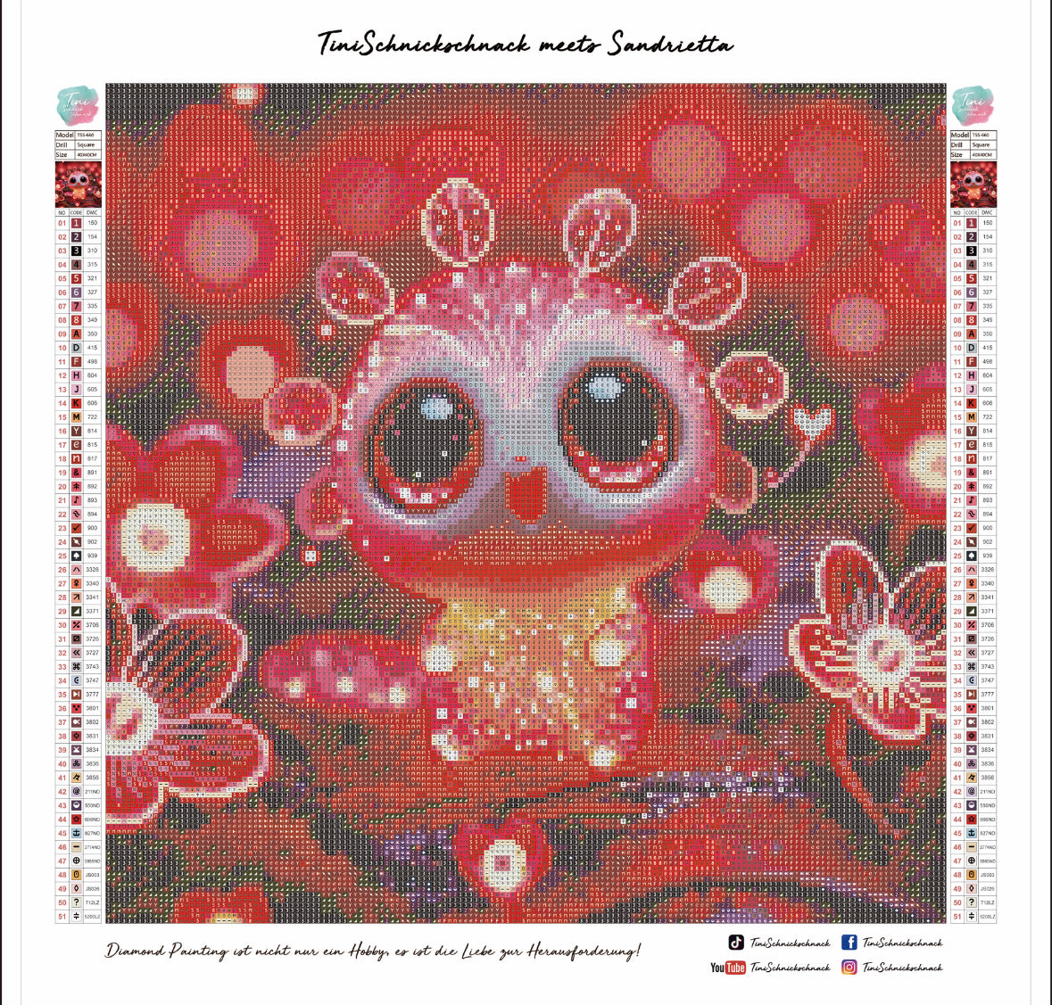 Diamond Painting Bild "Nuki - Wächter der Herzensblume" von AI-Artist Sandrietta_ai (inkl. Feenstaub) 40x40cm TSS-660