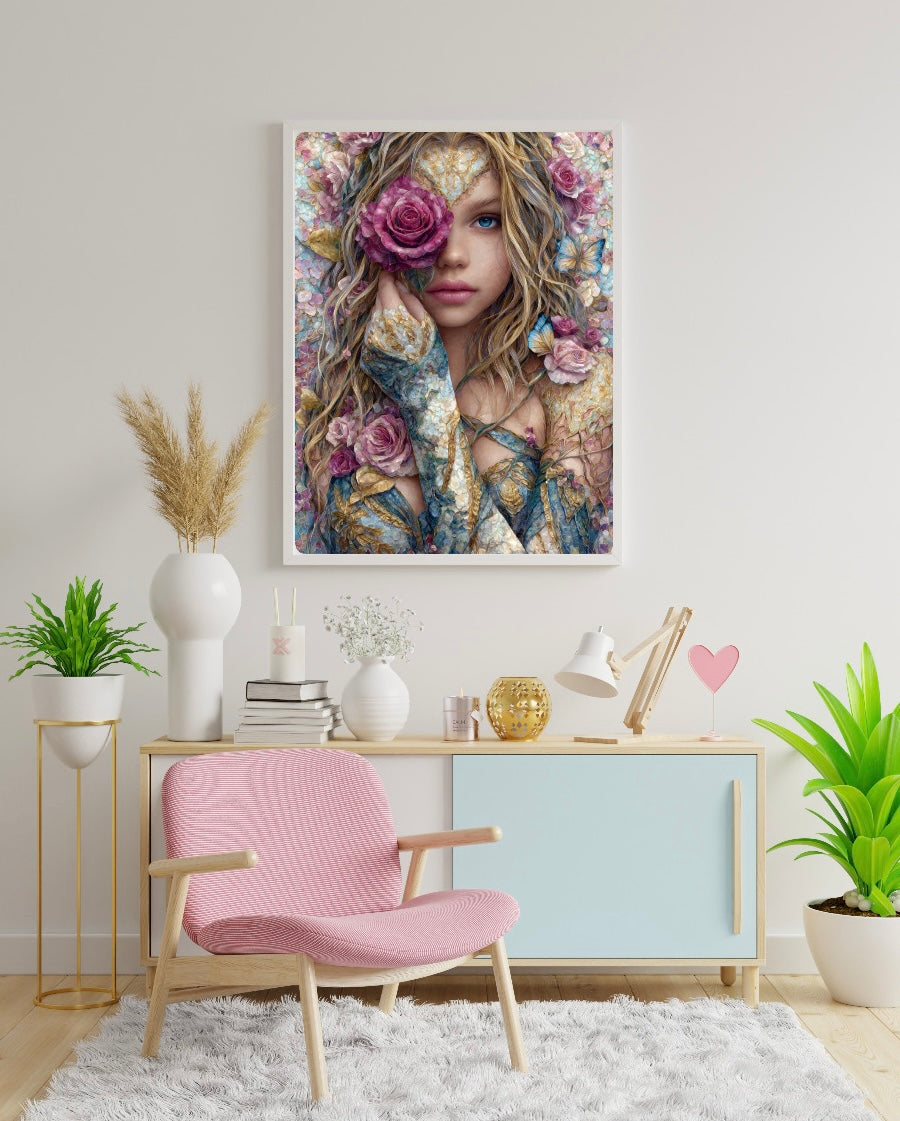 Diamond Painting XXL Bild "Amalia - Göttin der Rose" von AI-Artist Sandrietta_ai (110x146cm) TSS-820