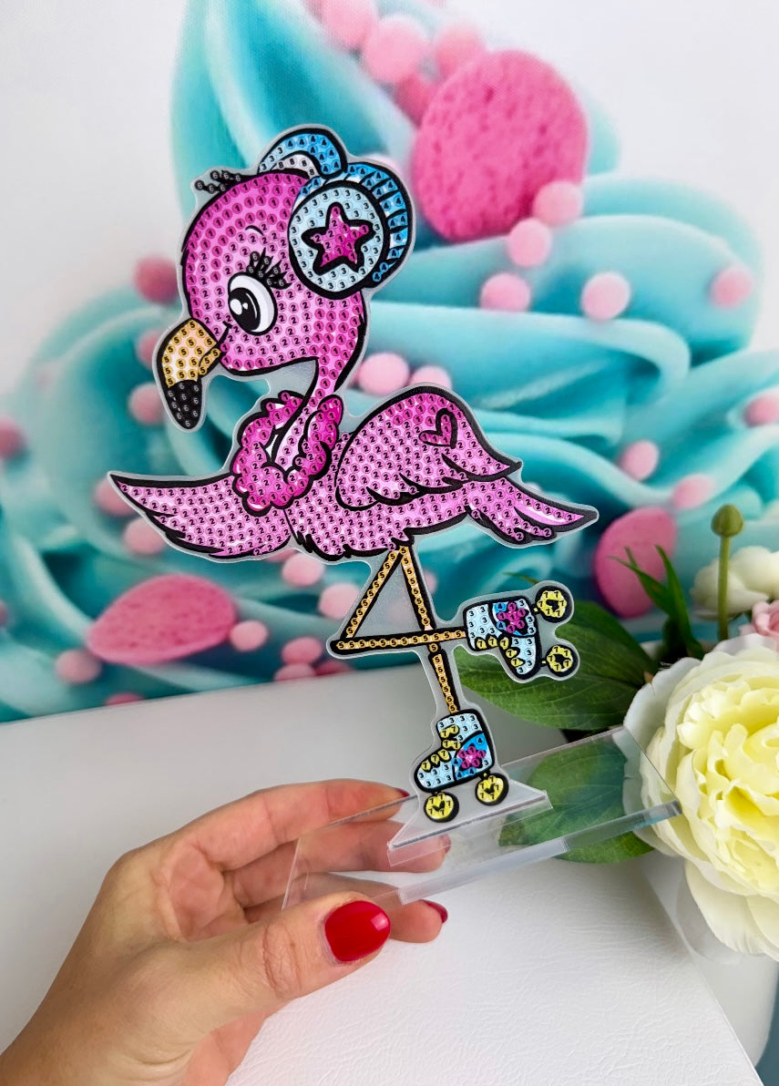 Diamond Painting Aufsteller Schnubbi "Skate Flamingo" 13x20cm