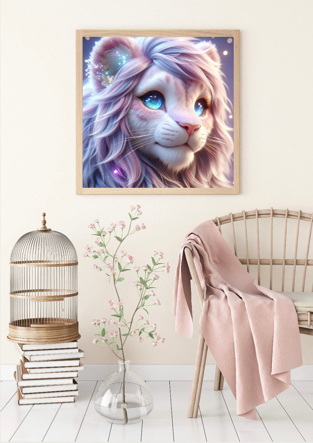 Diamond Painting Bild "Löwe Lou" von AI-Artist Lexxy.ai (inkl. Feenstaub) 50x50cm TSS-728