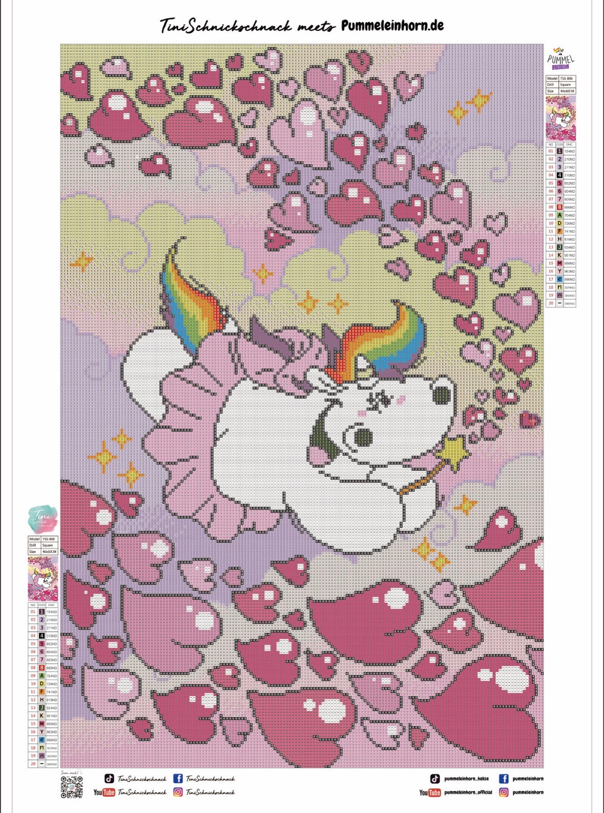 Diamond Painting Bild "Pummelfee in Love" von Pummeleinhorn 40x60cm (Full Feenstaub) TSS-806