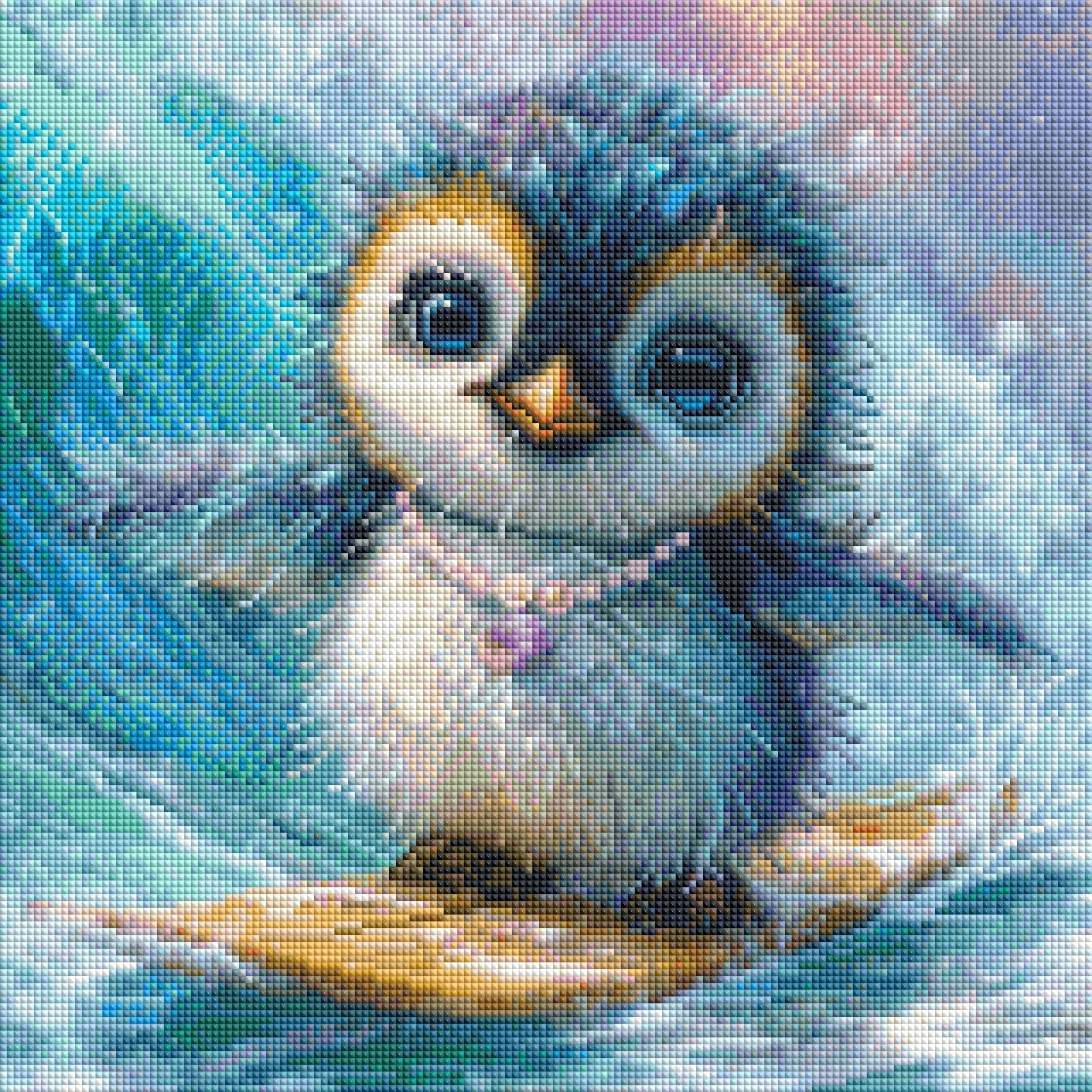 Diamond Painting Bild Pinguin „Tiki" von AI-Artist Sandrietta.ai 40x40cm (inkl. Metallic) TSS-782