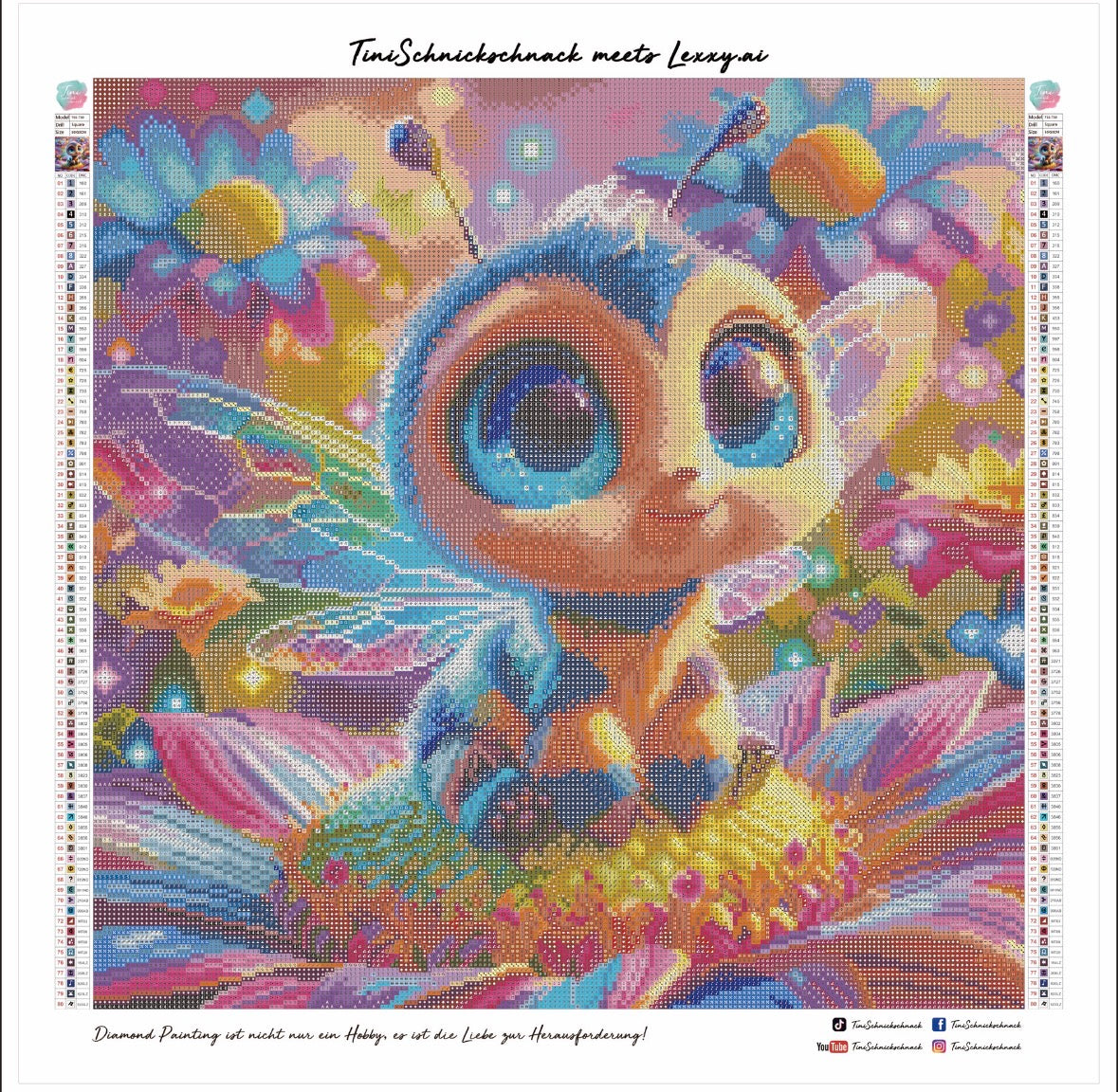 Diamond Painting Bild "Bienchen Honey" von AI-Artist Lexxy.ai 50x50cm (inkl. Feenstaub) TSS-730