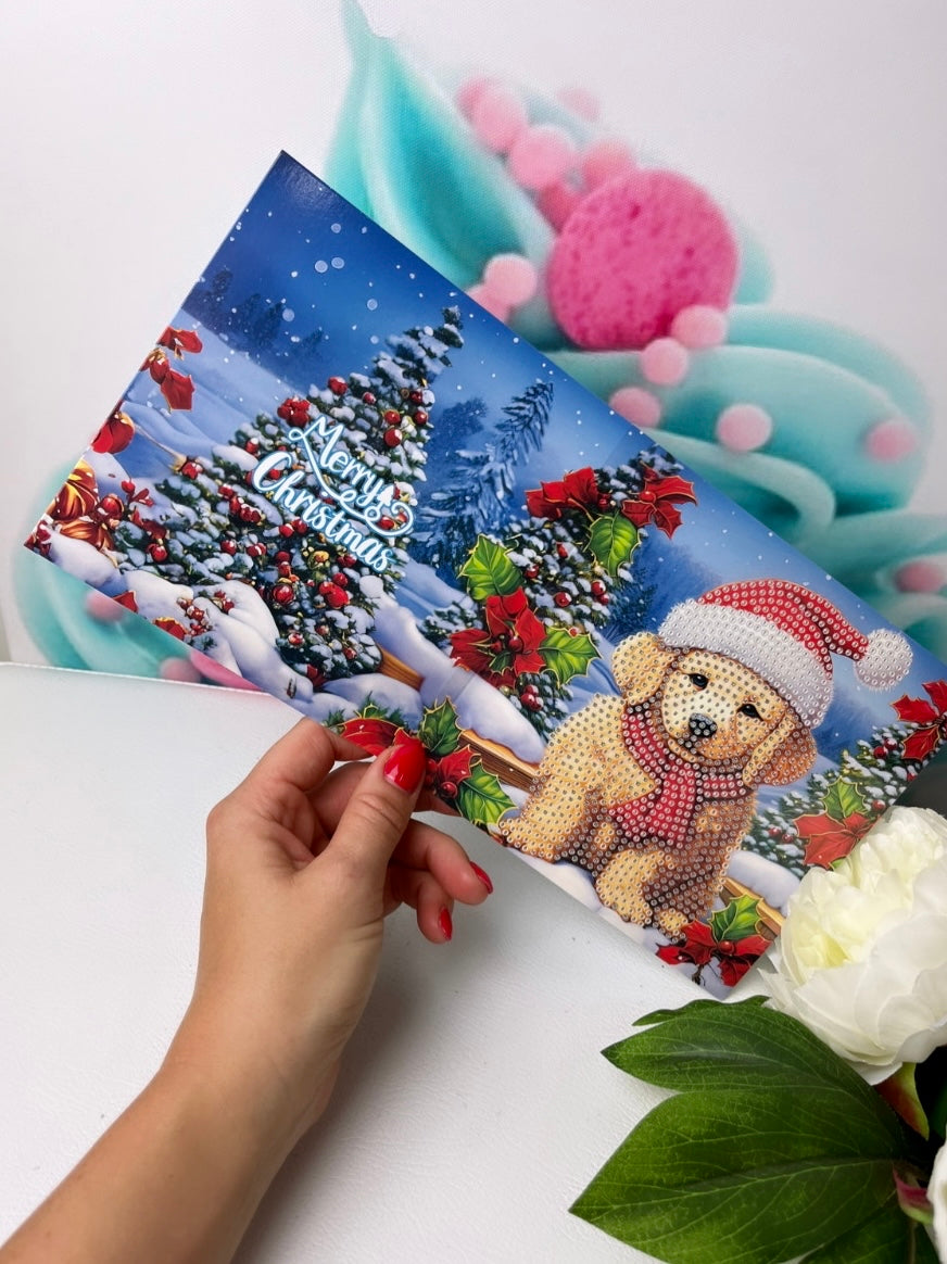 Diamond Painting Grußkarten XMAS "Welpen & Kittys" 8er Set (K25)