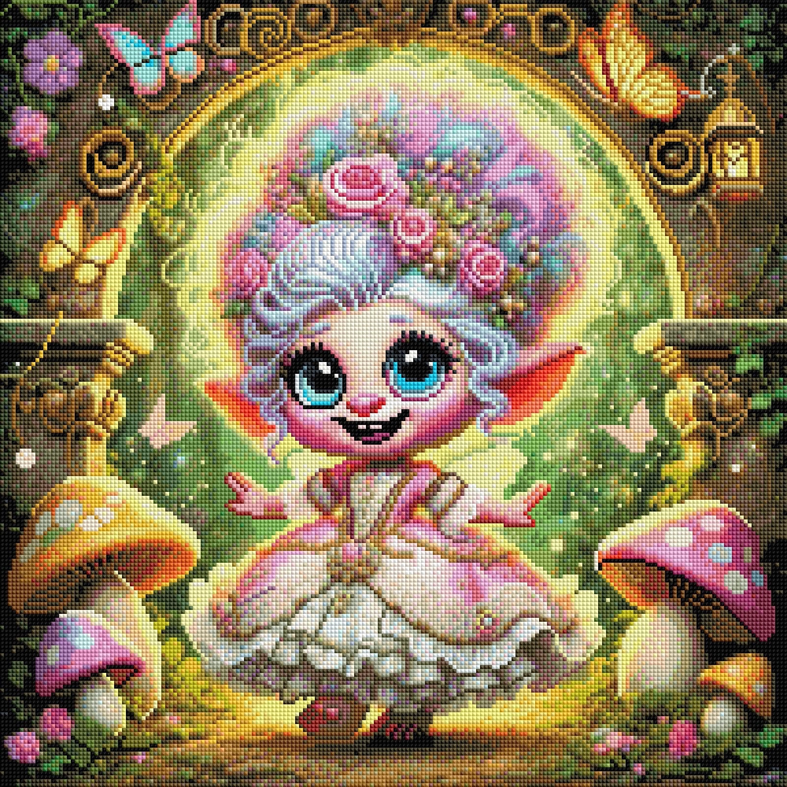 Diamond Painting Bild Madame "Trollina" von AI-Artist Sandrietta_ai (inkl. Feenstaub) 50x50cm TSS-692