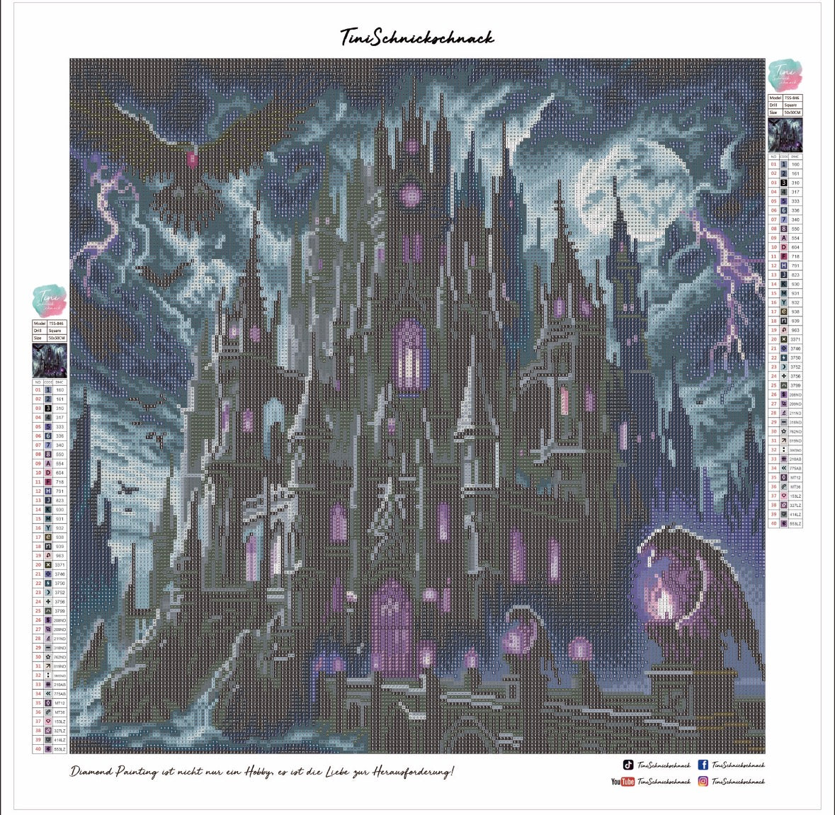 Diamond Painting Bild "Black Castle" von TiniSchnickschnack 50x50cm (inkl. Strass) TSS-846
